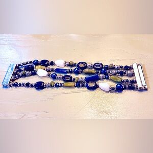 Chico's off the rack Blue and Green and white Beaded Bracelet